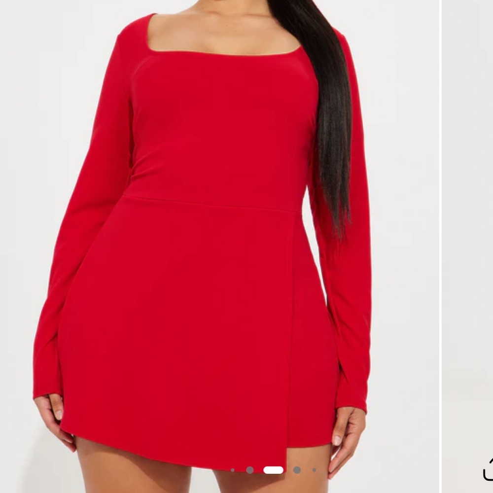 NWT Red Square-Neck Long Sleeve Romper